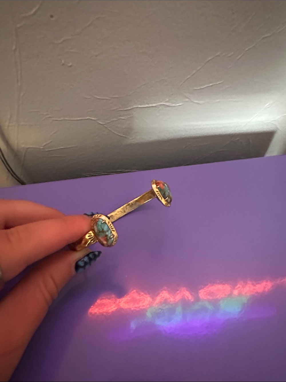 Kendra Scott Gold Open Cuff Bracelet with Turquoise Accents - Picture 2 of 3